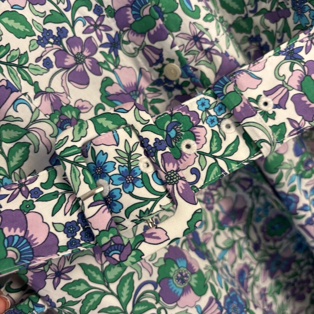 Talbots Womens 4P Fit & Flare Poplin Shirt Dress, Spring Fleur Pockets Floral - Picture 8 of 10